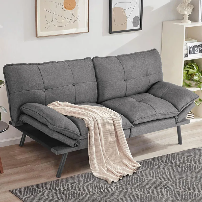 Sofá cama Convertible de espuma viscoelástica, mueble gris oscuro para balcón, sala de estar, apartamento, estudio, oficina