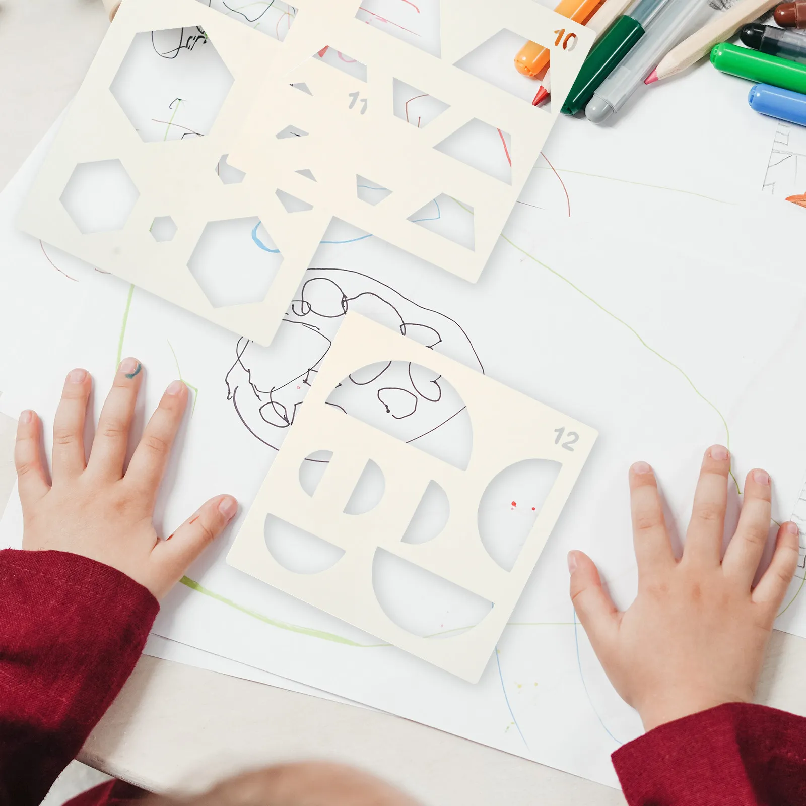 16Pcs Mathematical Shape Stencil Set Geometric Patterns Templates for Painting Drawing Tracing Kids Education Crafts DIY