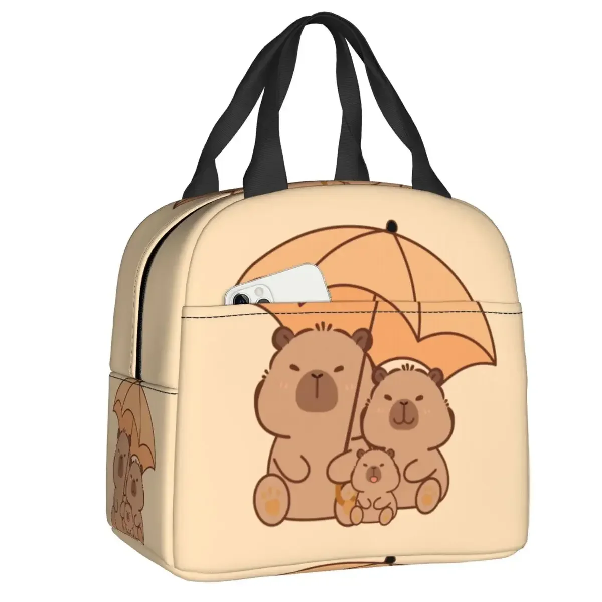 Custom Capybara Portable Lunch Box for Women Leakproof Thermal Cooler Food Insulated Lunch Bag School Children Student