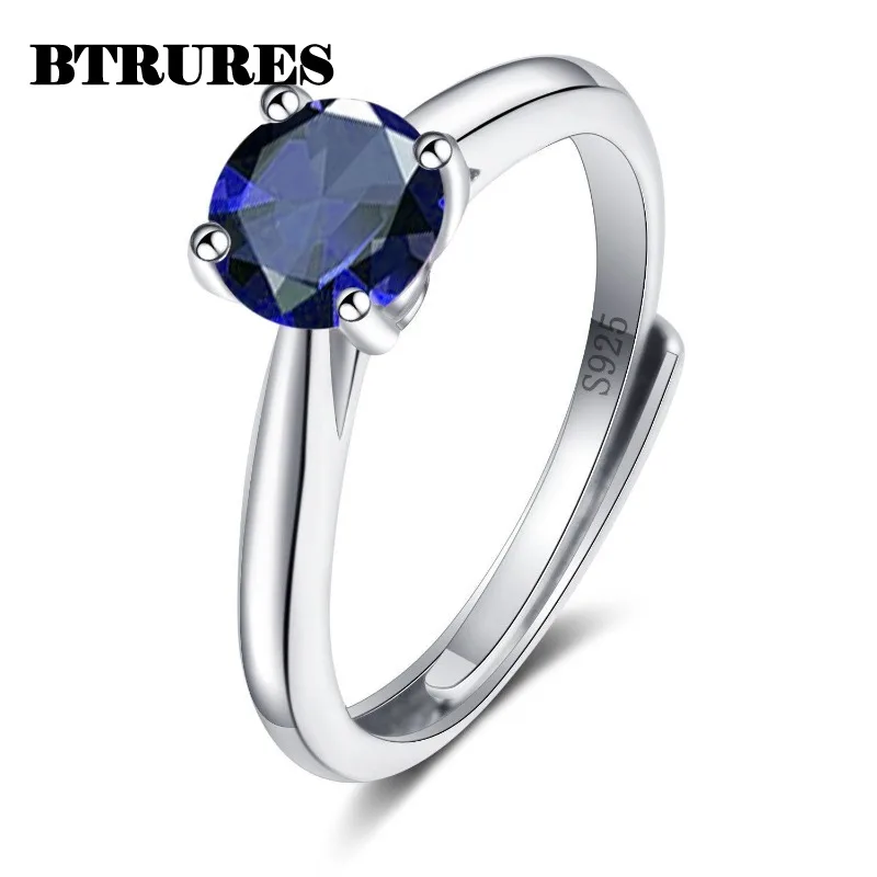 925 Sterling Silver Adjustable Purple Zircon Open Ring
