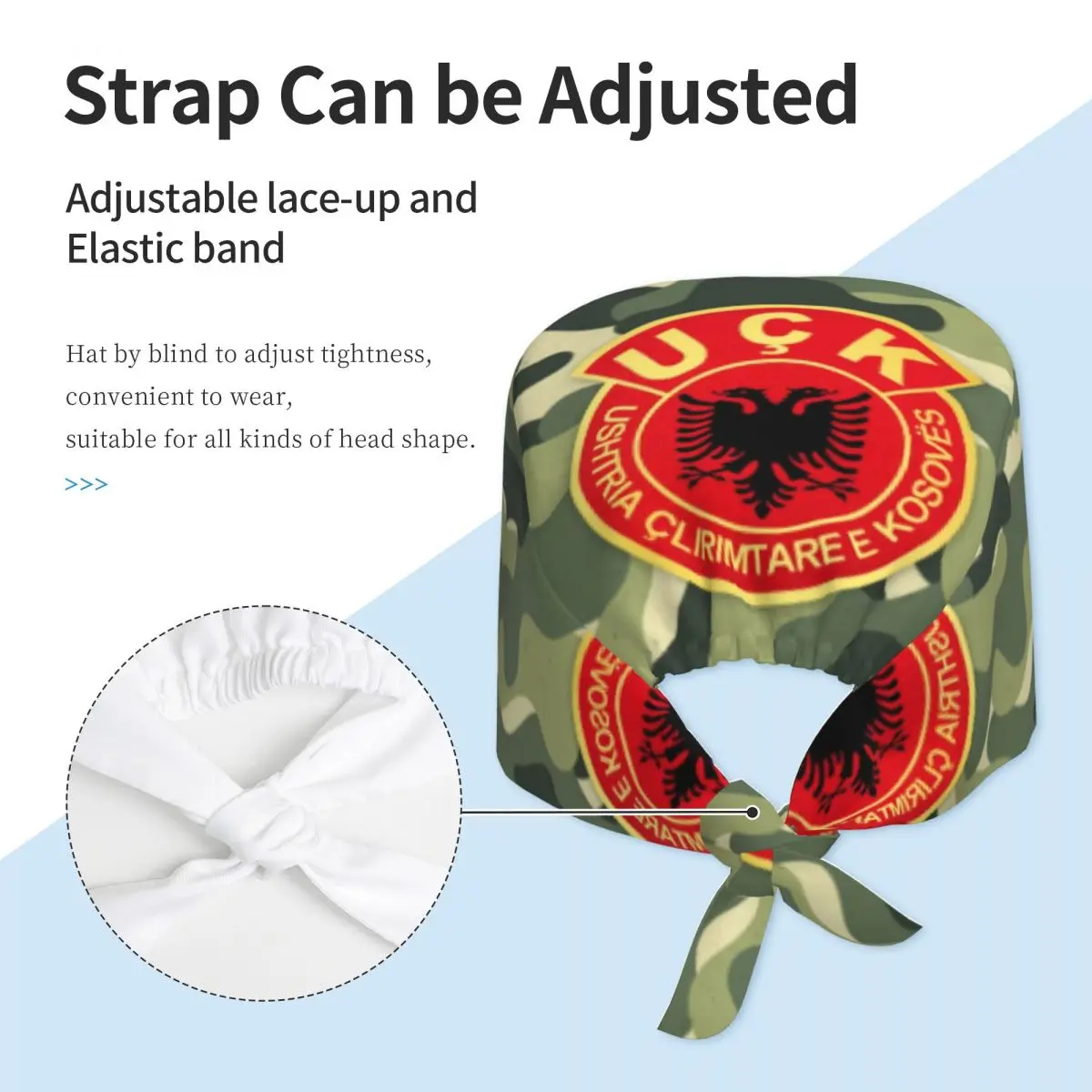 Gorro personalizado con bandera de Albania antigua UCk para personal médico, gorro para mujeres y hombres, ejército de liberación de Kosovo para gorro de Chef, gorros exfoliantes