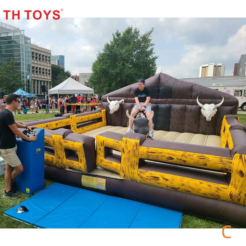 Jeux d'équitation de taureau mécanique de rodéo gonflable pour enfants et adultes, équipement de Machine de football à vendre
