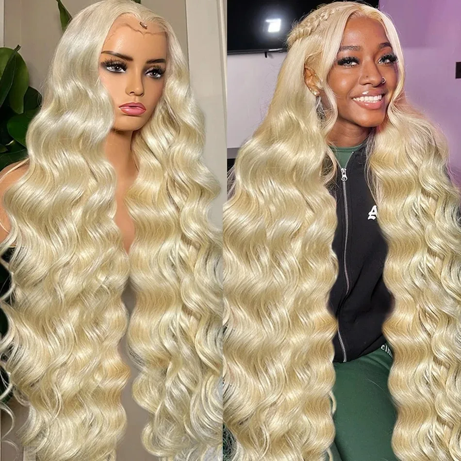 30 40 Inch 613 Honey Blonde 13x6 HD Transparent Lace Body Wave Frontal Wigs Brazilian Lace Front Human Hair Wig For Black Women