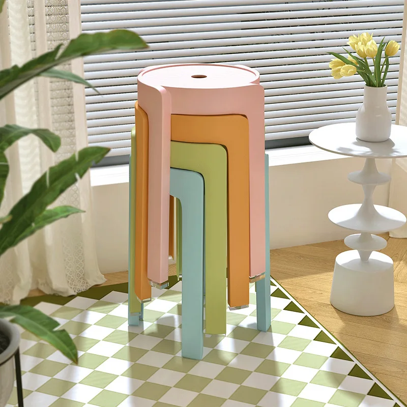 

Plastic Stool Household Thickened round Stool Simple Stackable Windmill Dining Table High Chair