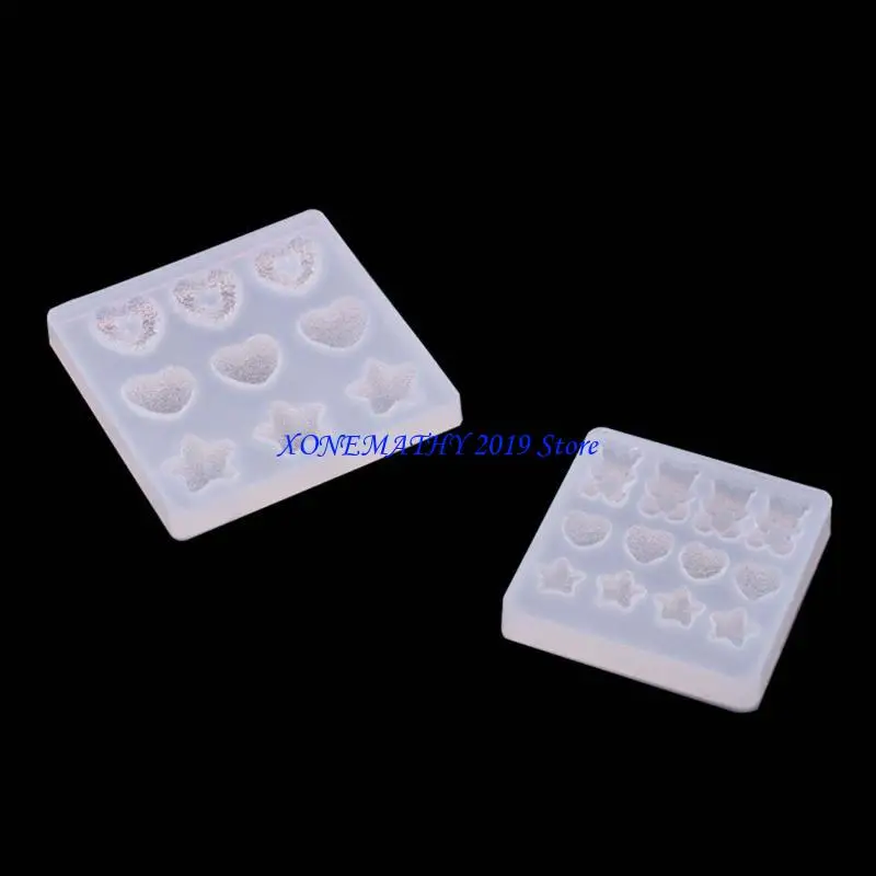 

F42F Creative Hairpin Resin Molds Cartoon Bear Star Heart Shaped Epoxy Mold DIY Craft Mould Hair Clips Silicone Mold for Women