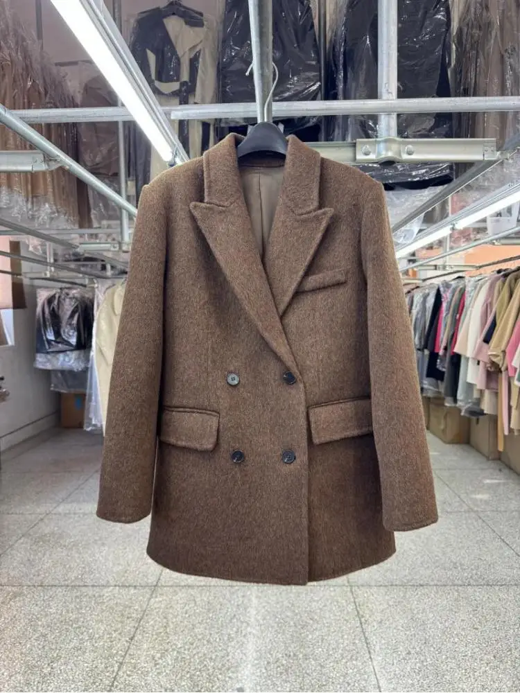 Office Lady Short Woolen Suit Jackets 2025 Autumn And Winter Loose Fashion All-Match Double-Breasted Women's Wool Coats