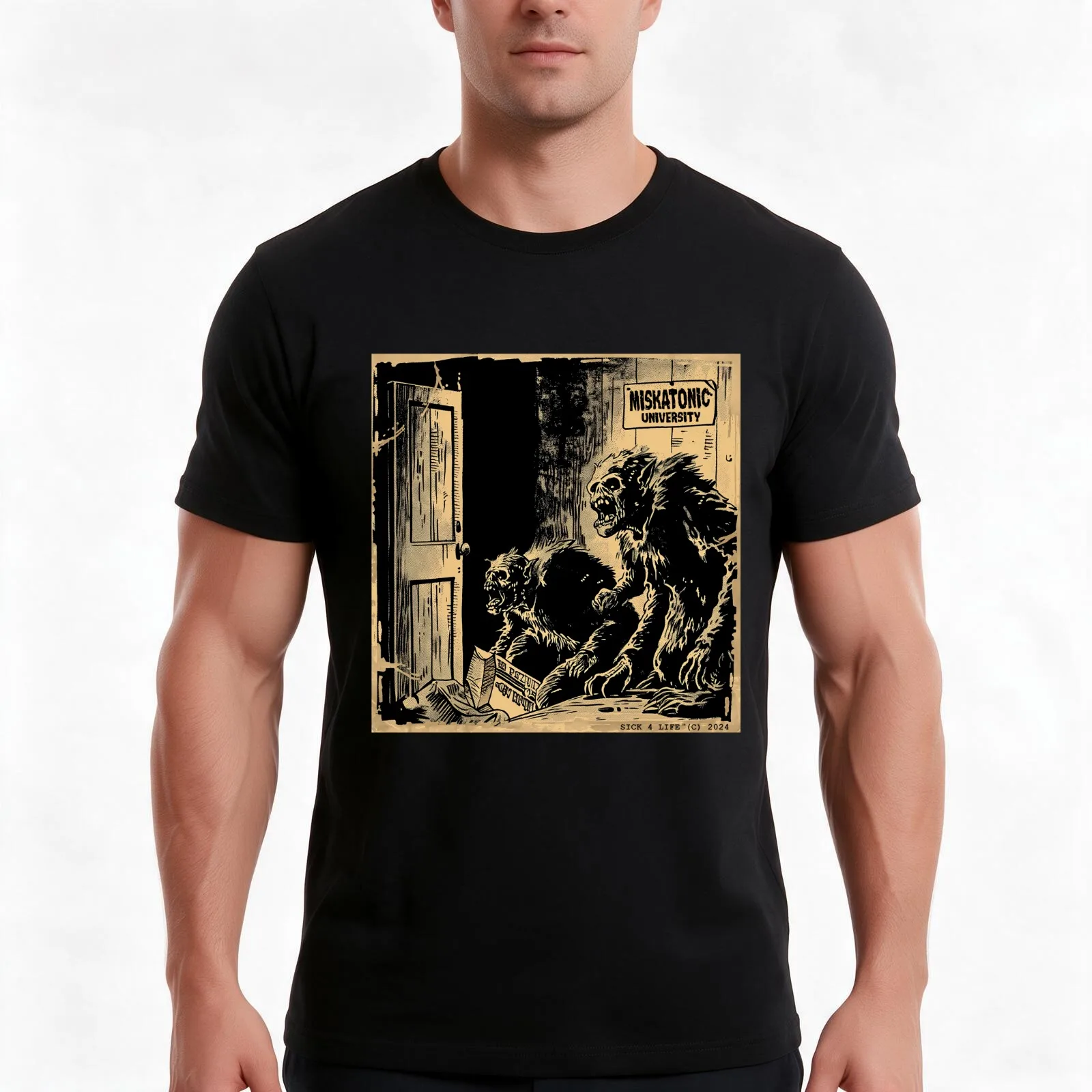 Miskatonic Mutants T-Shirt, Summer Casual Cotton Tee, Oversized Streetwear Tops, Vintage Graphic Print, Loose Fit Short Sleeve