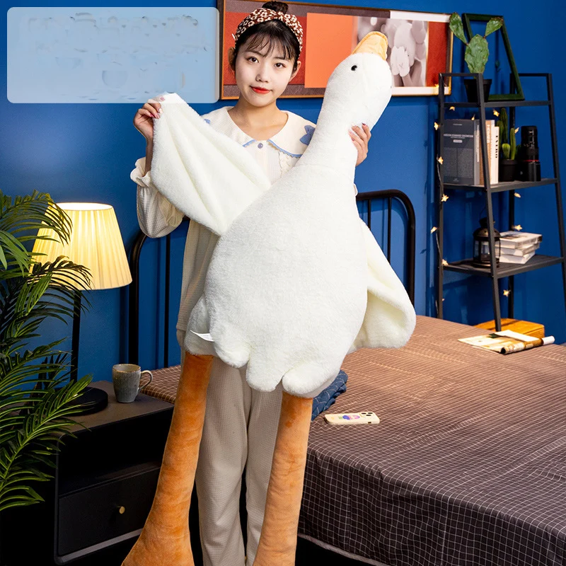 50-190cm Giant Long Plush White Goose Toy Stuffed Lifelike Big Wings Duck Hug Massage Throw Pillow Boyfriend Cushion For Girl