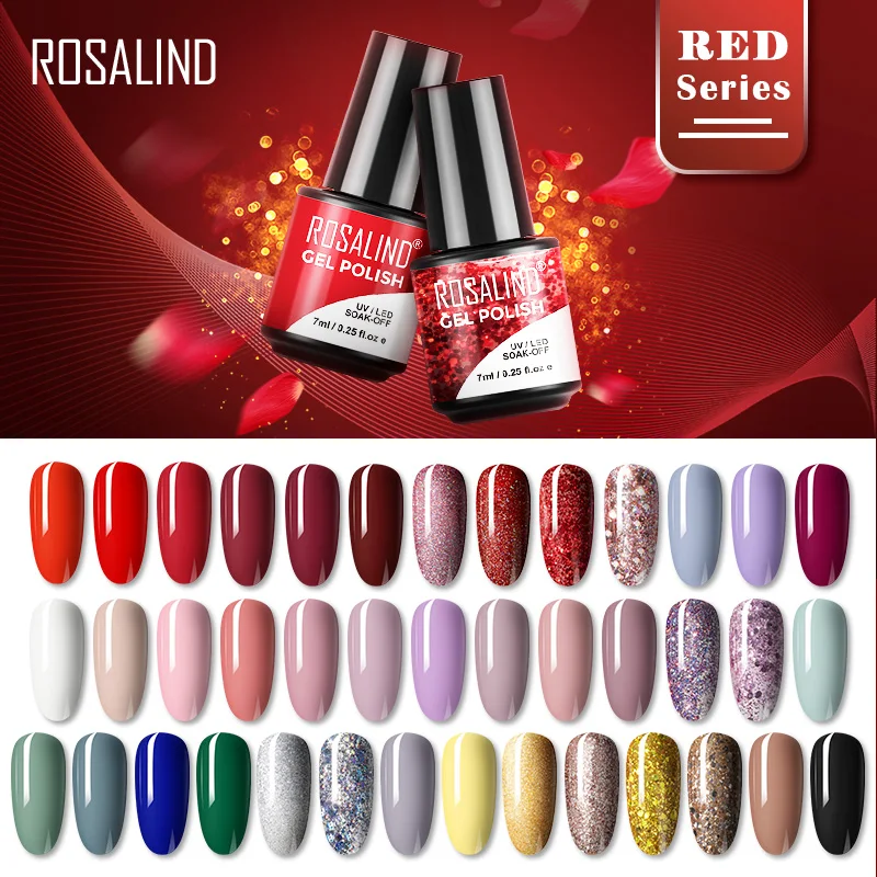 Rosalind Gel Polish 7Ml Rode Serie Glitter Nagellak Alle Voor Nagels Art Base Top Coat Uv Semi Permanente gel Vernissen