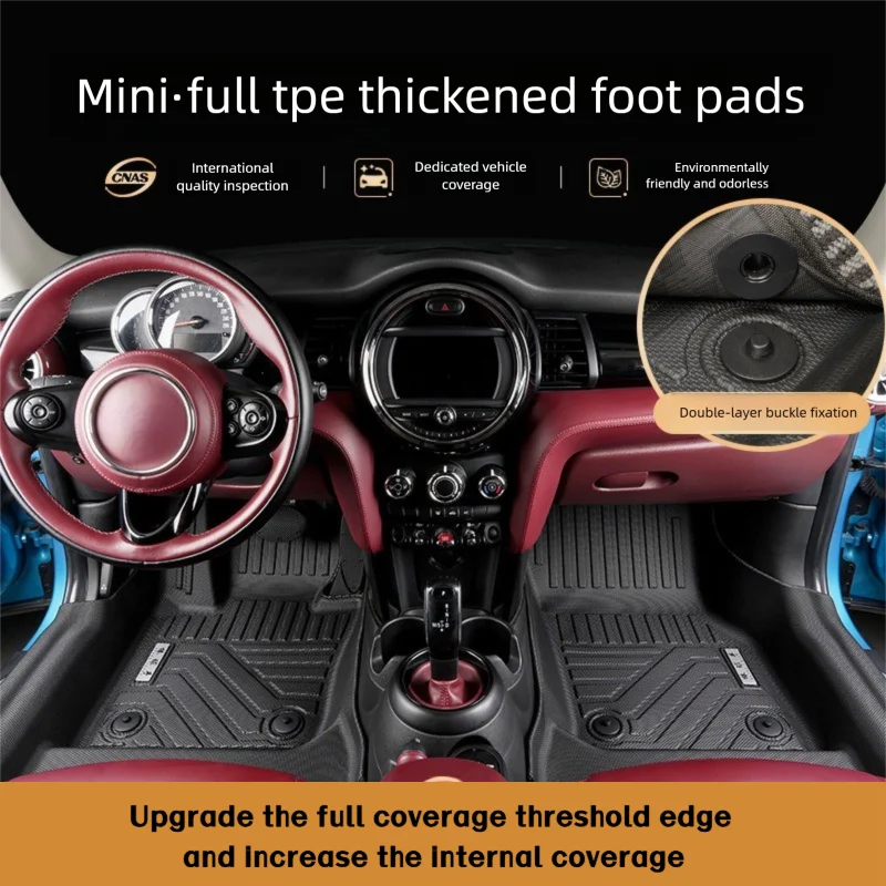 TPE Floor Mats For BMW MINI COOPER/2DR 3DR 5DR R56/57/58 Coupe/59 Roadster/F55/56/57/65/66 2004-2025LHD ICEV/EV Accessories