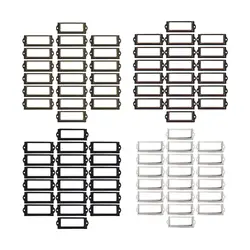 20x Office File Label Holder, Metal Frame Handle, Drawer Tag Pull Name Card Tag Hardware Accessories