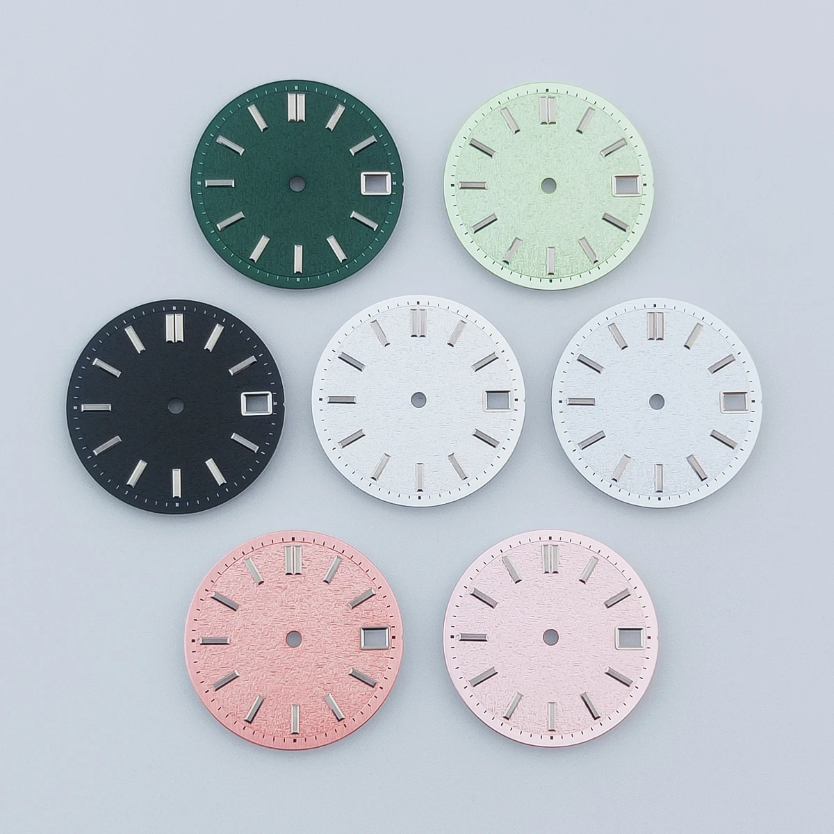 Image of Manbushijie 28,5 mm silber-blaues, pinkes, steriles Zifferblatt, passend für NH34- und NH35-Uhrwerke, passend für 3/3,8-Uhr-Krone