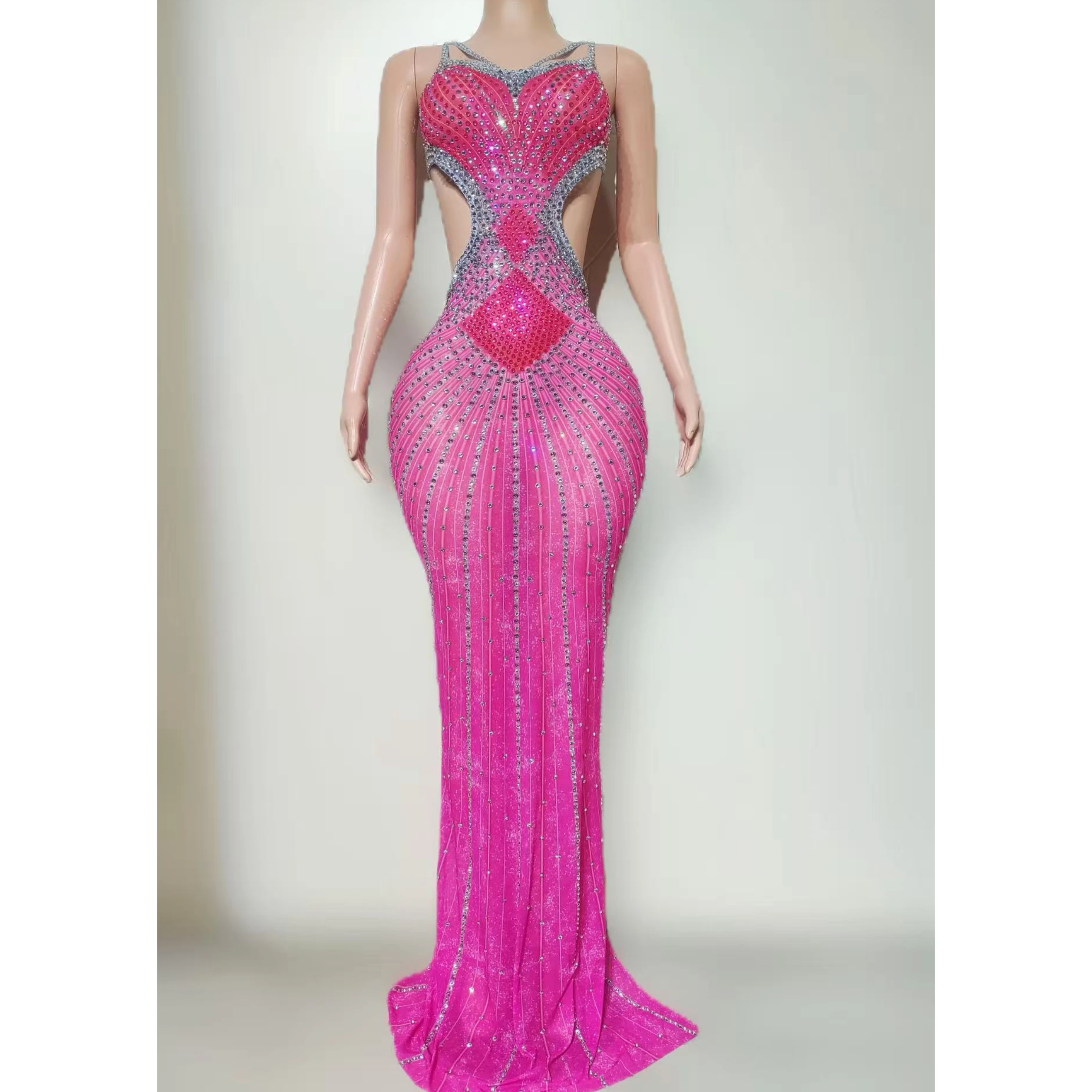 Sukienka 2025 Nowa Seksowna Z Cyrkoniami Odkryte Plecy Bez Pleców Strój Sceniczny dla Piosenkarki Klubowej Barowej Kostiumy Drag Queen DN22237