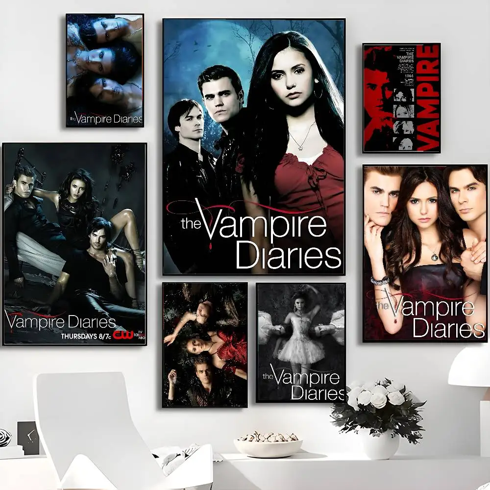 Classic T-The V-Vampire Diaries Movie Self-adhesive Art Poster HD Quality Wall Art Retro Posters For Home Home Decor
