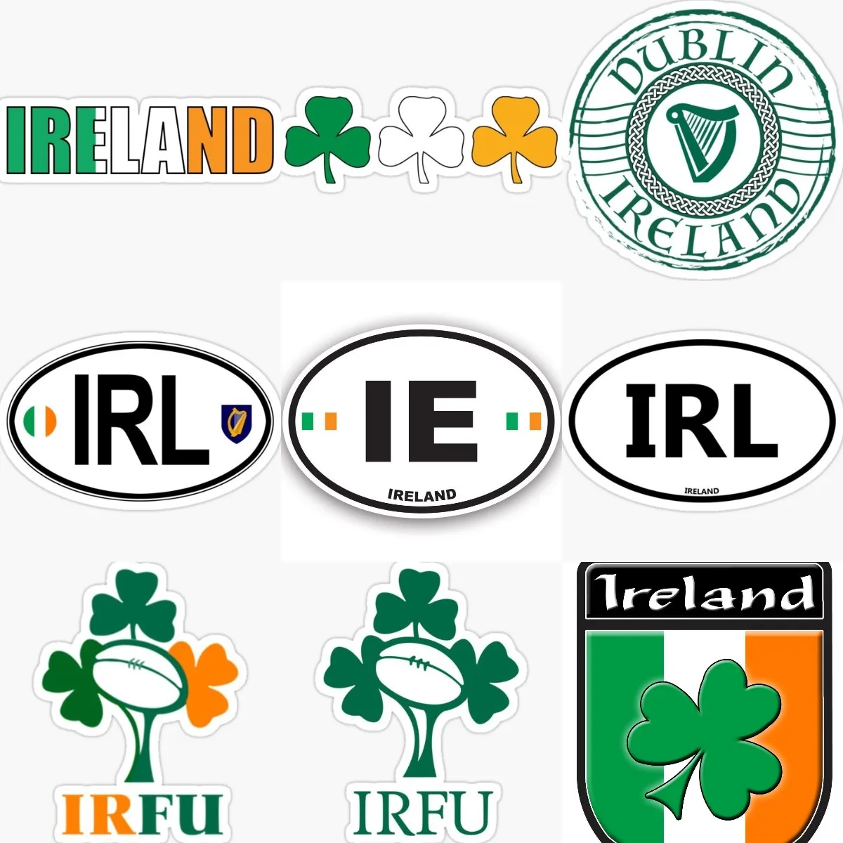 Ireland IRL Flag Luck Clover PVC Sticker for Covered Scratch Decorate Car Window Laptop Door Bumper Motorcycle Decal Accessories