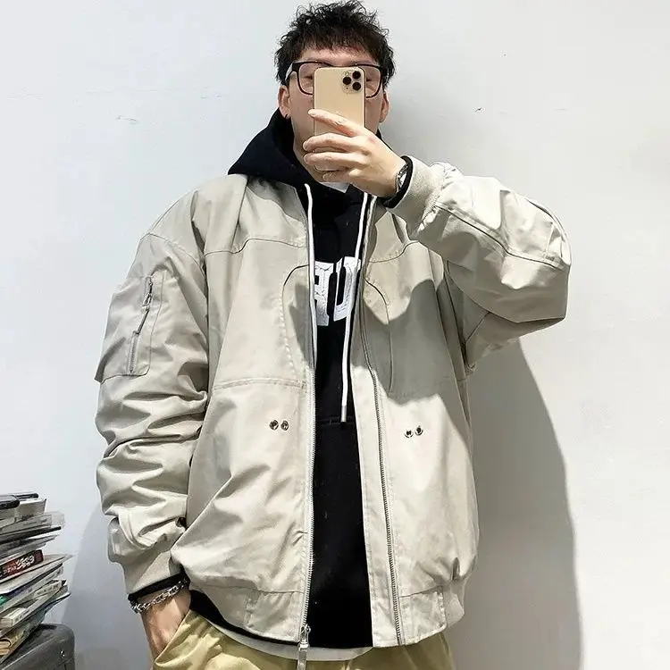 

Мужская куртка-пилот большого размера, осенне-зимняя бейсбольная верхняя одежда для пар, повседневная свободная цветная блузка, теплая