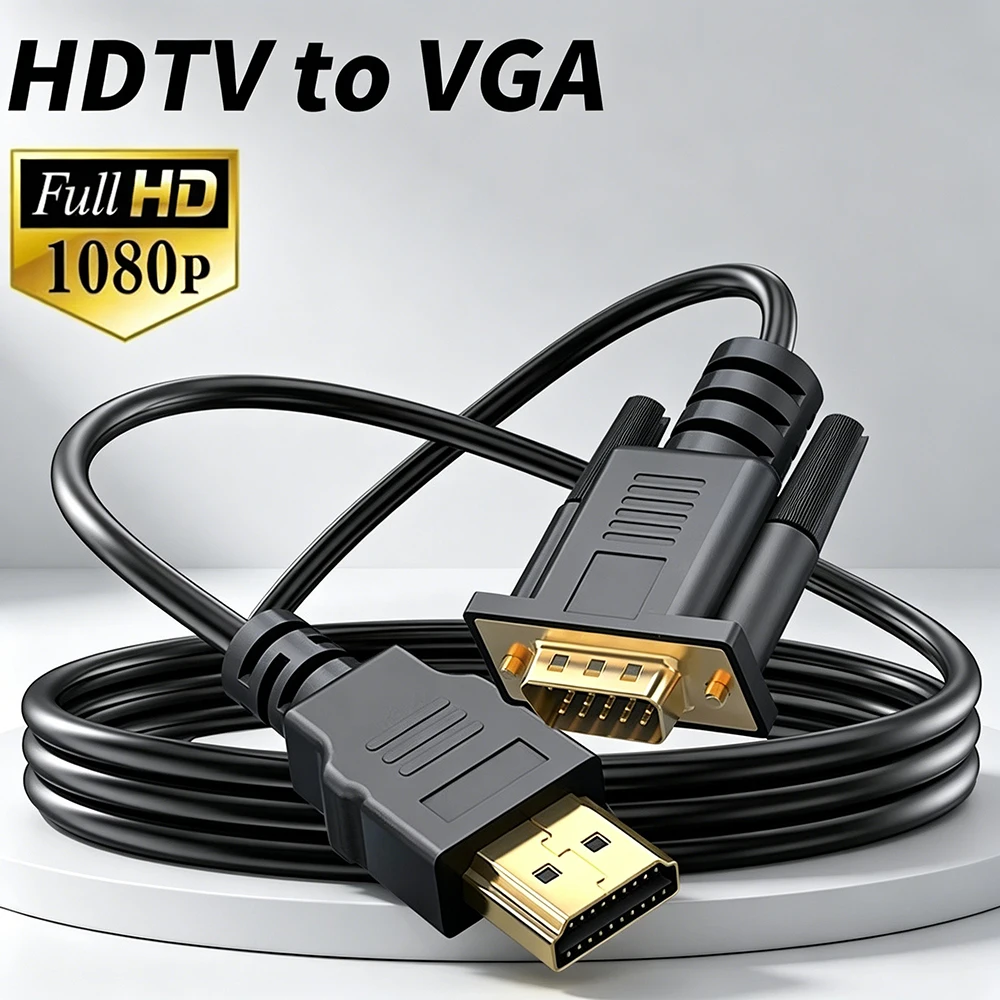 HD 1080P hdmi to VGA Extension Cable Adapter hdmi-compatible Video Audio Cable Converter For TV Box PC Laptop Monitor Projector
