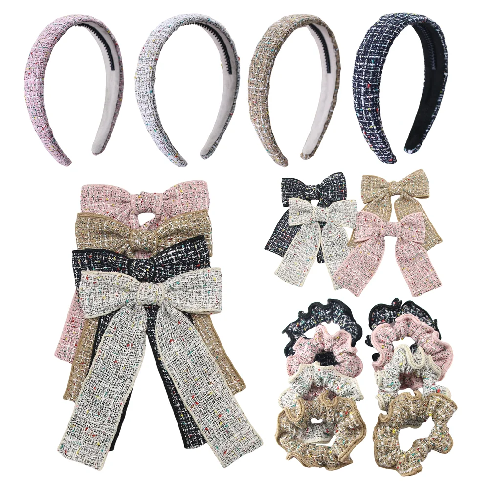 

Модные маленькие ароматные аксессуары для волос с галстуками-бабочками и большими заколками для девочек, повязки на голову и ремнями для галстуков.