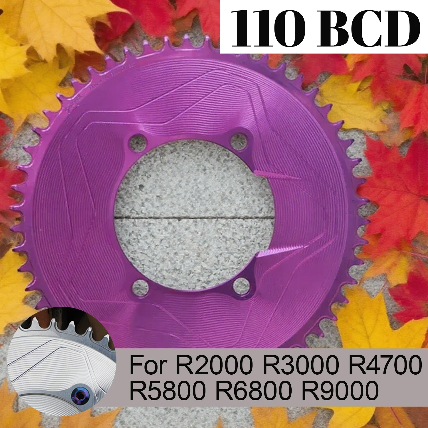 

3mm Offset 110 Bcd Chainring 4 Bolt For Shimano R2000 R3000 4700 5800 6800 Crown 40 42 44 46 48 50 52 54 56 58 Teeth