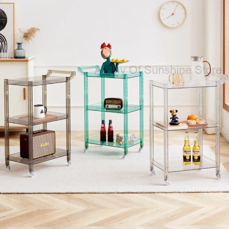 

Nordic Acrylic Storage Cabinet Household Transparent Mobile Small Cart Storage Three-layer Kitchen Storage Rack