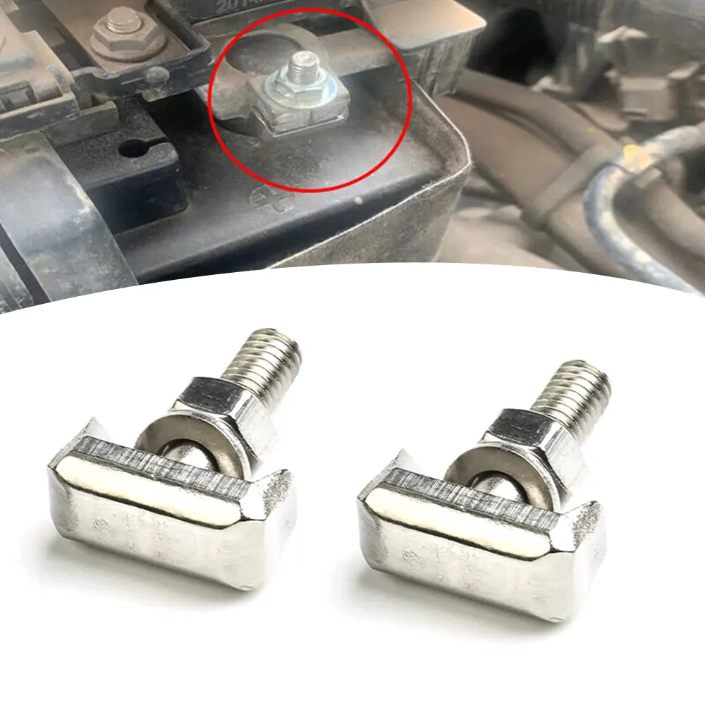 2x Battery Cable Terminal Connectors Car T-Bolt Stainless Steel Batteries Cables Connectors Replacement 19116852 Car Bolts