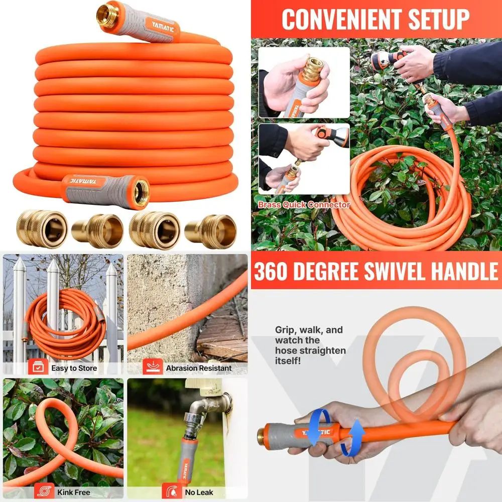 

Flexible and Lightweight 60ft Garden Hose with Ergonomic Swivel Fittings, 600 PSI Burst, Heavy Duty, Suitable for Outdoor Wateri