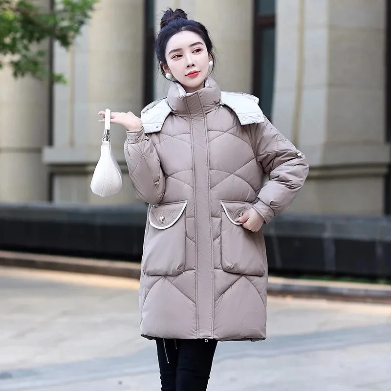 

Casual Long Parkas for Women Autumn Winter 2023 New Korean Fashion Streetwear Thicken Warm Jackets Ladies Oversized Coats