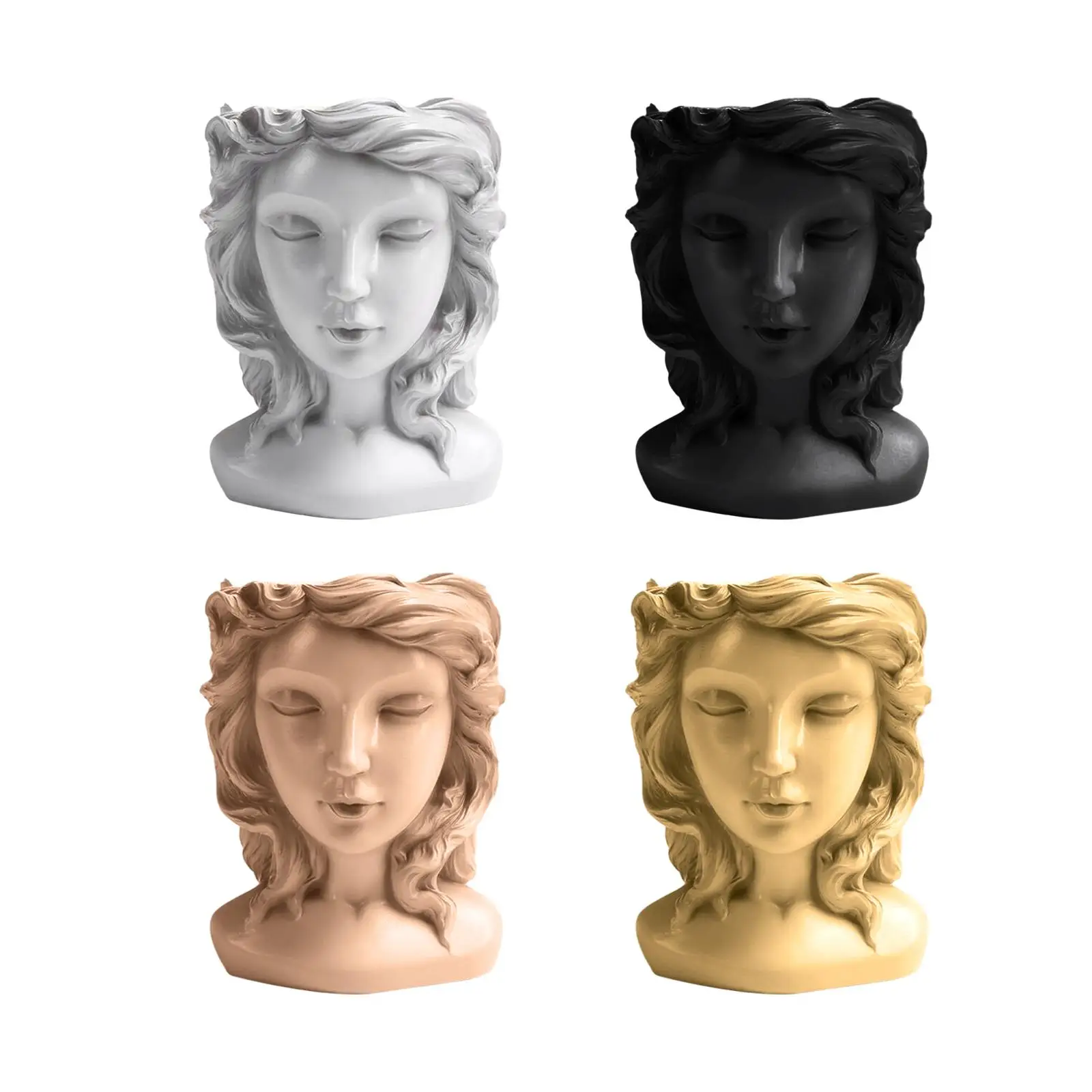 Face Planters Pot, Resin Head Planter Pot, Centerpieces Human Face Creative Goddess Head Planter Vase, for Balcony, Hotel