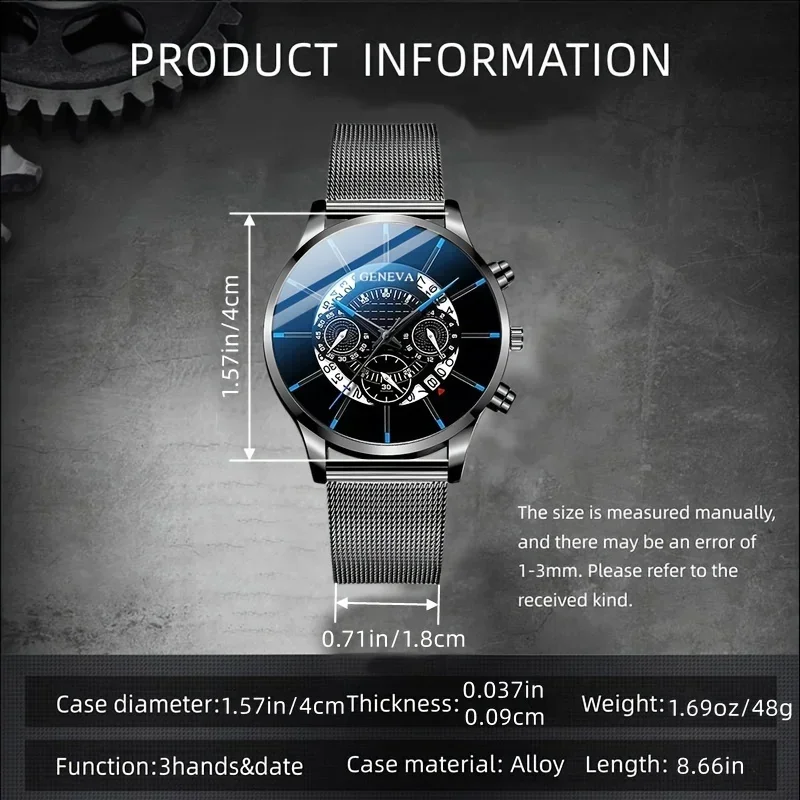 Popular Men's Watch Perspective Calendar Display Simple And Elegant Business Watch Multicolor Alloy Mesh Strap Watch Ultra-thin