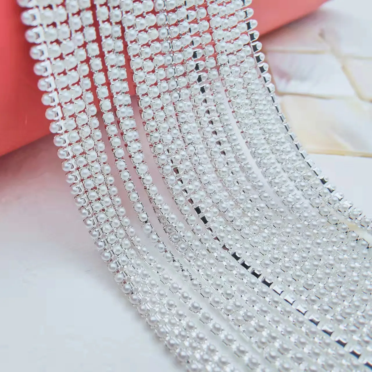 50CM Glitter Nail Chain Charms Claw Nail Rhinestones Silver/AB Colors Stone Diamond Metal Parts Nail Pearls Jewelry Nail Bead JS