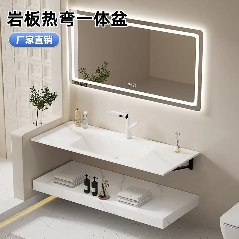 Rock slab hot bending integrated wash basin countertop seamless wash basin washbasin hotel home improvement bathroom cabinet cou