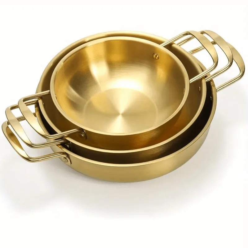 3-Piece Korean Ramen Cookware with Handles, Dishwasher Safe, Ideal for Cooking Noodles and Outdoor Cooking | Durable Cookware