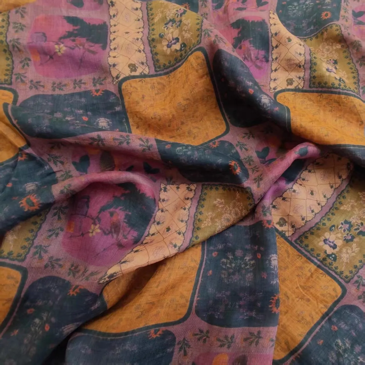 

1 ярд, высококачественная новая натуральная ткань рами для одежды, островный отпуск, шитье с принтом, юбка, платье, рубашка, сумка, ткань