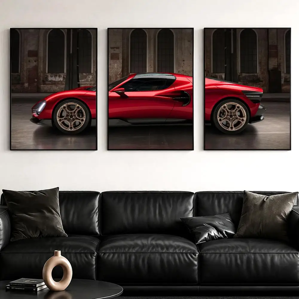 Classic Sports Car R-ROmeo 33 Painting Calligraphy Canvas Poster Set Wall Artwork Prints for Bedroom Living Room Home Decor Gift