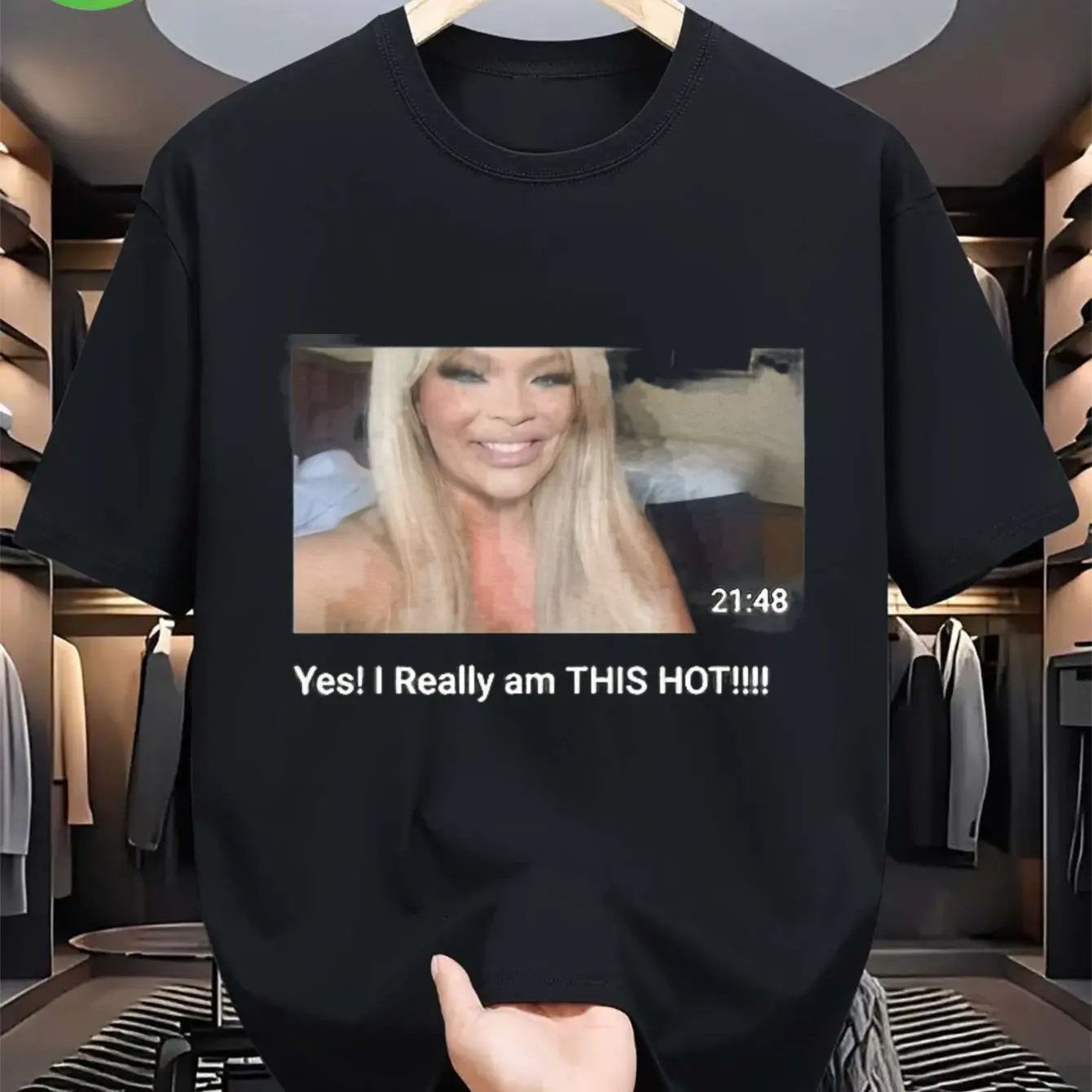 Trisha Paytas Yes, I'm really this hot patterned T-shirt Y2K retro 90s style Summer Men's and Women's  T-shirt Top