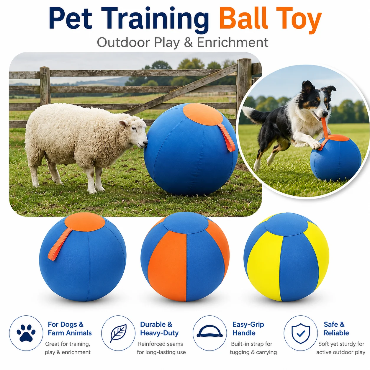 Long-lasting Ball Stimulating Herding Ball for Dogs Horses Cattle Thickened Anti-burst Toy Enhances Senses Builds Shepherds More