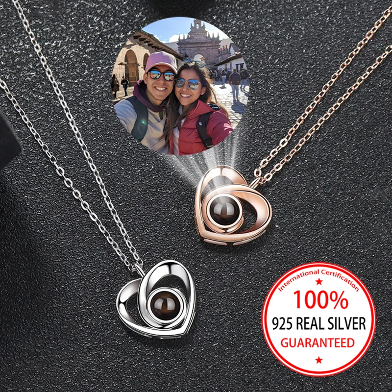 

Стерлингового Серебра 925, индивидуальный цвет, фотопроекция, подвеска в виде сладкого сердца, ожерелье, сексуальные аксессуары, ювелирные изделия для женщин, подарок любовнику