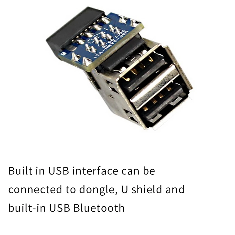 9-Pin Motherboard To Dual USB 2.0 Connector Black Motherboard To 2 Ports USB 2.0 A Female Internal Header Adapter