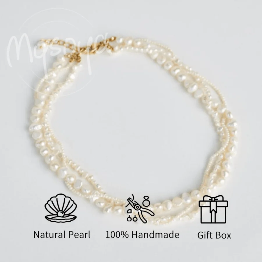 

MYSOYA 3-5mm & 6-7mm Natural White Freshwater Pearl Necklace For Women And Men With Gift Box Birthday Wedding Jewelry Gift