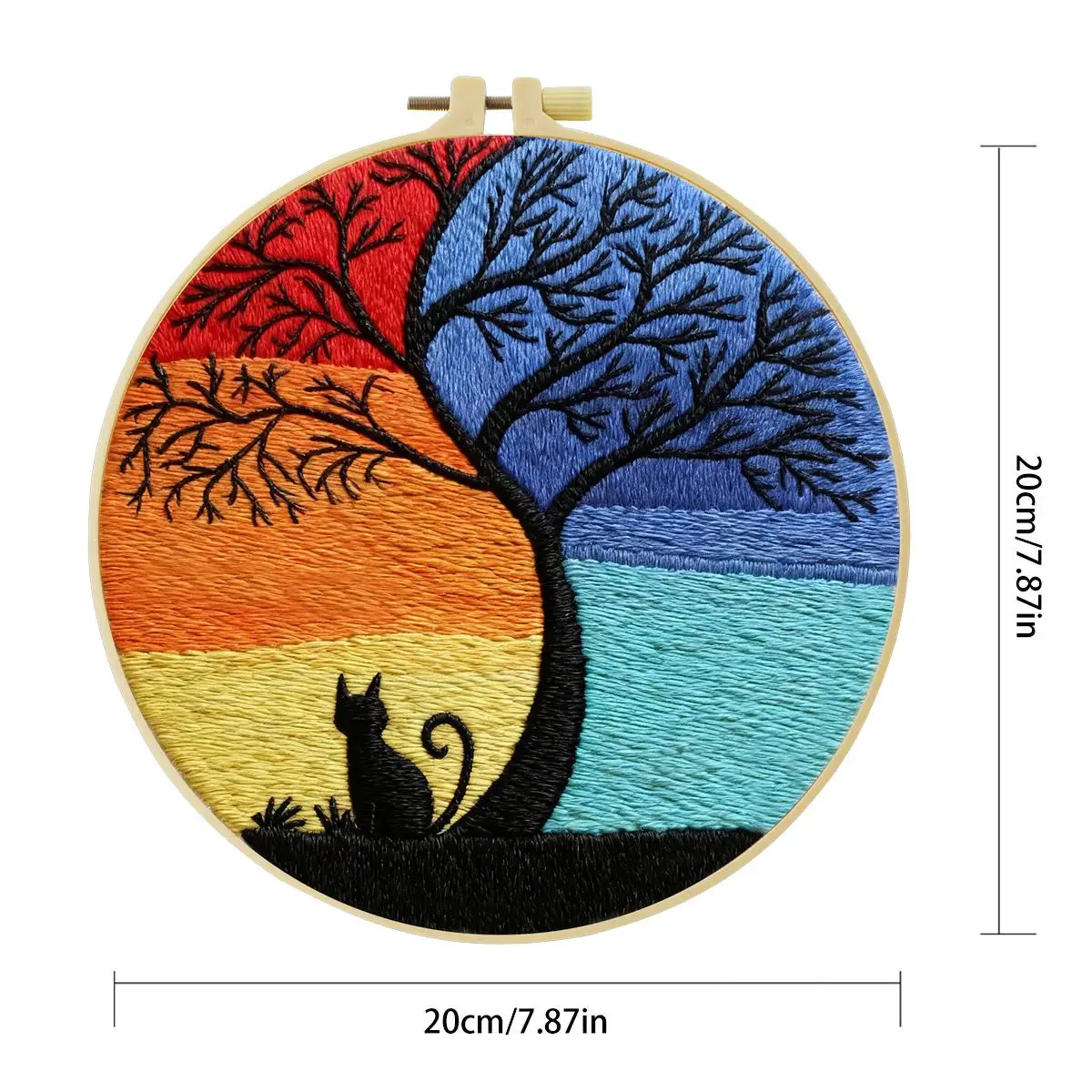 1 Stück 20X20CM/15X15CM 7,87/6,3 Zoll Baum-Stickerei-Starter-Kit DIY-Kit DIY-Stickerei-Set Handarbeiten Malerei Nadelkunst – Detail 3