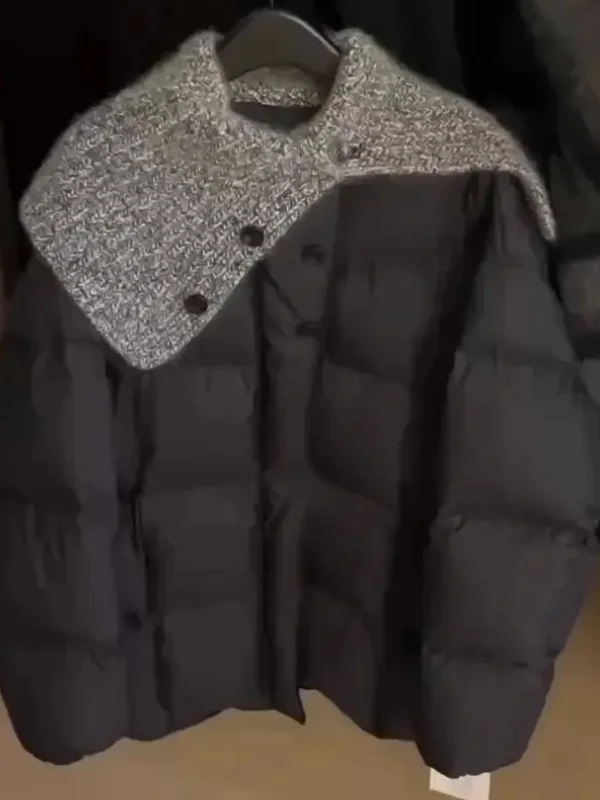 

Bla Knitted awl Women's Winter Coat Sli Design Warm Cotton Outerwear Commute Sle Small Size Friendly