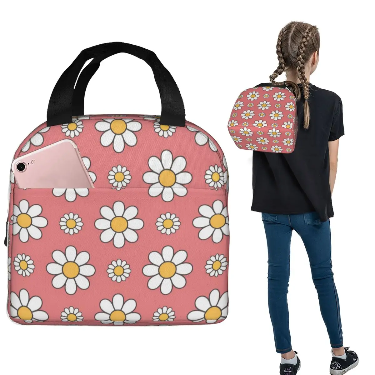 Daisy, Daisy, Daisy Insulated Lunch Bag for Women Children Leakproof Food Boxes Thermal Lunch Box Tote