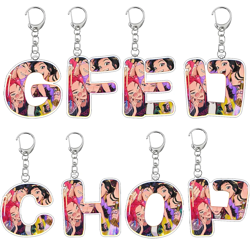 

Новый KPop Охотники на демонов Mira Rumi Zoe Аниме Фигурка Акриловый брелок Kawaii Мультфильм A-Z Кольцо с буквами Подвески Рюкзак Подвеска Подарки