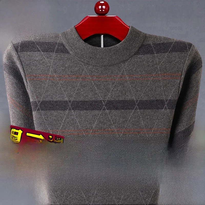 

Men's Thi Wool Sweater 00 Pure Wool f High Collar Winter Busin Casual Knitwear Dad Sle Comfortable Long Sve Top