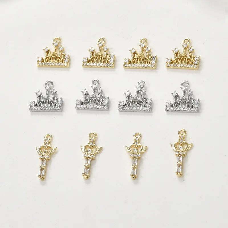 

14k Gold Color Slightly Inlaid Zircon Castle Fairy Magic Wand Pendant DIY Handmade Bracelet Necklace Earrings Accessories