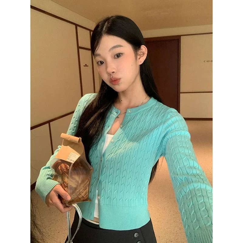 

Deeptown Preppy Style Sweaters Cardigan Women Sweet Vintage Crop Knitted Cardigan Korean Style Causal Slim Up Knitwears Jumpers