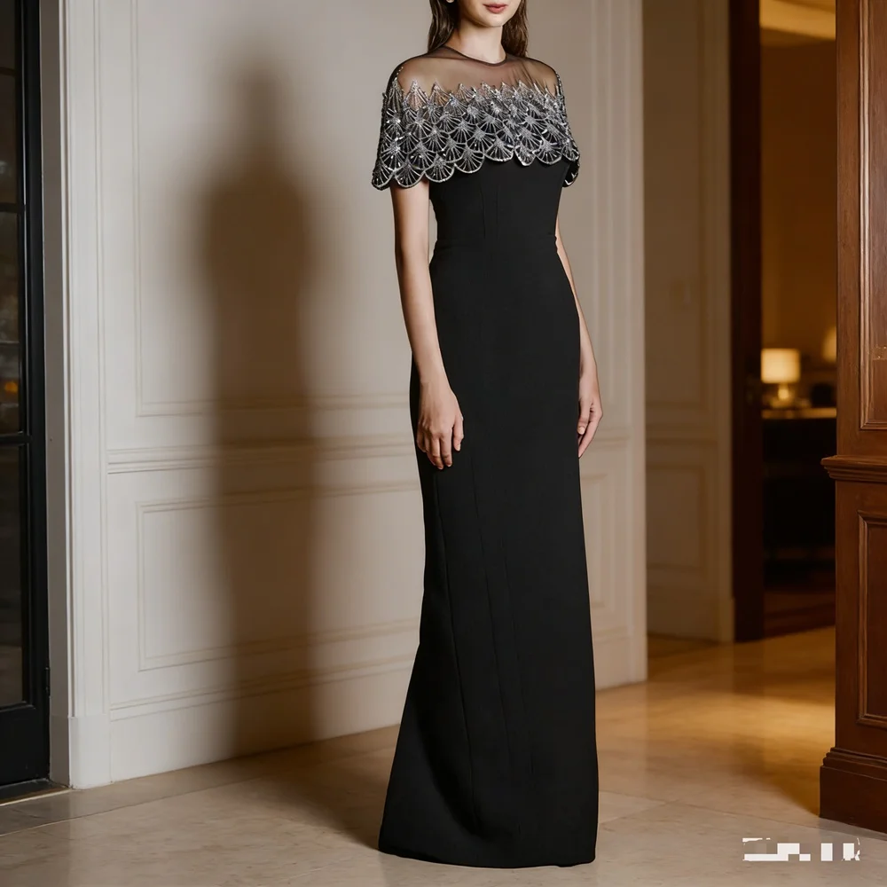 

Customized Elegant Long Beads Evening Dresses for Special Occasions O-Neck Floor-Length Mermaid Women Prom Party Gowns 2026