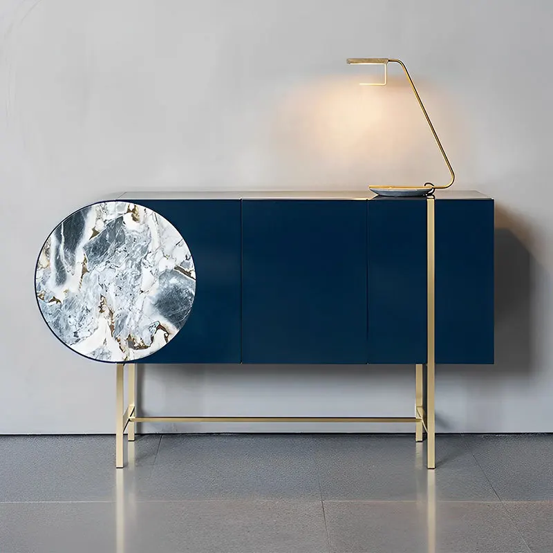 

Light luxury modern solid wood dining side cabinet creative simple bright paint Nordic style stainless