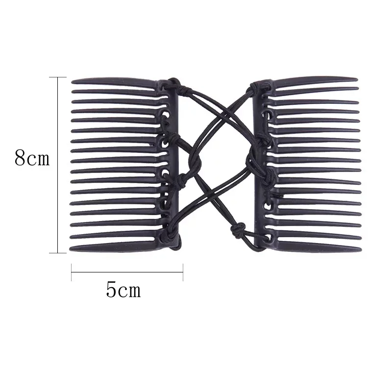 4 Stück Elastische Haarkamm-Clips – Dehnbarer Doppelkamm Mit Perlen, Für Frauen & Mädchen, Für Verschiedene Frisuren, In 4 Farben