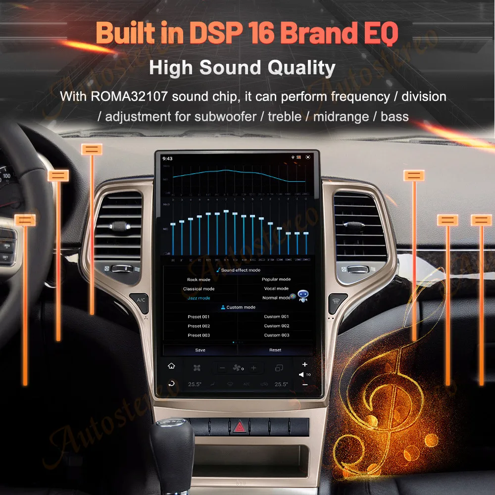 14.4 Carplay Android 13 Car GPS Navigation For Jeep Grand Cherokee 2011+ Multimedia Player Head Unit Car Radio